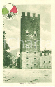 Cartolina originale da collezione 1920 ca TRENTO Veduta Torre VANGA Cartolina ANIMATA FP VG serie ITALIA REDENTA 1