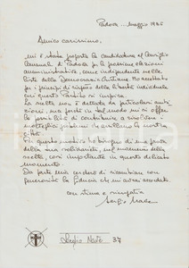 Materiale pubblicitario d’epoca 1985 PADOVA Sergio NAVE Candidato DC al consiglio comunale Lettera elettorale 1