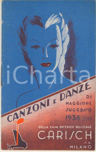 Materiale pubblicitario d’epoca 1938 MILANO CARISCH Canzoni e danze di maggior successo Libretto 16 pp. 1