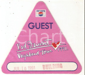 Materiale pubblicitario d’epoca 1991 MILANO Rod STEWART Vagabond heart tour  Guest sticker Adesivo 11x10 cm 1