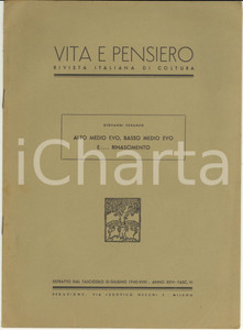 Libro, pubblicazione d epoca 1940 Giovanni SORANZO Alto Medio Evo, Basso Medio Evo e... Rinascimento 1