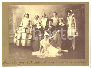 Fotografia d epoca originale 1929 BRUXELLES Cercle Bourgeois  Souvenir d un bal masquÃ©  Photo 20x15 cm 1