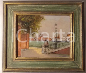 Opera d’arte autentica 1950 ca ARTE Bruno AZIMONTI  Venezia, nave alla Giudecca  Olio su tavola 1