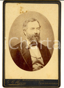 Fotografia d epoca originale 1880 ca ALESSANDRIA Ritratto maschile in abito da giorno  Foto G. B. MIGNONE 1