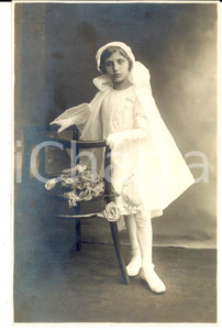 1920 MILANO Ritratto di Elide BRUSATI alla Prima Comunione - Foto L. GUERRA