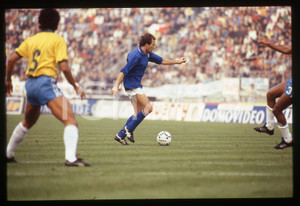 35mm vintage slide* 1989 BOLOGNA CALCIO ITALIA vs BRASILE 0-1 Franco BARESI