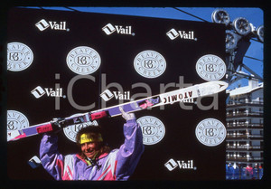 35mm vintage slide*1989 VAIL Mondiali SCI ALPINO Ulrike MAIER trionfa al SUPER G