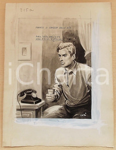Opera d’arte autentica 1955 ca BOZZETTO ORIGINALE Fidanzato tradito tenta il suicido Illustrazione CESI 1