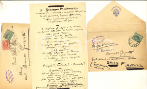 1913 MILANO Filippo TURATI - Bozza elogio di Giovanni MONTEMARTINI - AUTOGRAFO Documento interamente autografo di Filippo Turati, contenente la bozza di un testo in elogio di Giovanni Montemartini, indirizzato all'avv. Brunetto Griziotti per approvazione.Su una facciata si trova la bozza, sulla seconda la richiesta di un parere a Griziotti.Timbro sul foglio e sulle buste dello studio Turati. Le buste recano lo stemma della Camera dei Deputati.CONDIZIONI: FAIR (piegature d'epoca)PAGINE: 1 (2 facciate)FORMATO: 21x13 cm     originale e autentica 1