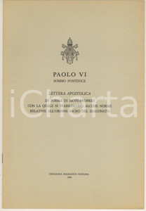 1972 Papa PAOLO VI Lettera apostolica - Ordine sacro del diaconato (2)