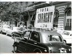 1958 ROMA Propaganda elettorale - FIAT 1100 con cartellone "Vota SARAGAT" *Foto