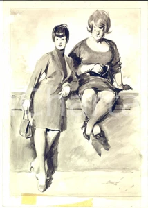Stampa, bozzetto originale 1967 Alfonso ARTIOLI Prostitute  Tavola originale per Lo sgambetto 1