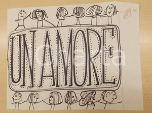 Stampa, bozzetto originale 1960 ca BRUNETTA Bruna MATELDI MORETTI Un amore  Disegno originale 1