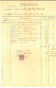 Documento originale, autentico 1894 MILANO Conto del notaio Tito ROSNATI Manoscritto 1