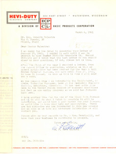 Autografo originale 1961 WATERTOWN Lettera E. F. TATE ELLIOTT HeviDuty Electric Company Autografo 1