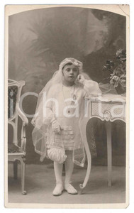 Fotografia d epoca originale 1920 ca MELEGNANO MI Bambina alla Prima Comunione  Foto G. NOSEDA 9x14 cm 1