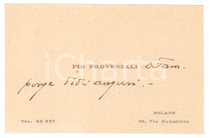 Oggetto da collezione cartaceo 1920 ca MILANO Via Faruffini 10  Pio PROVENZALI Biglietto di auguri 10x7 cm 1