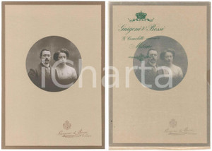 Fotografia d epoca originale 1916 AOSTA Ritratto di una coppia di sposi Foto GUIGONI & BOSSI 17x25 cm 1
