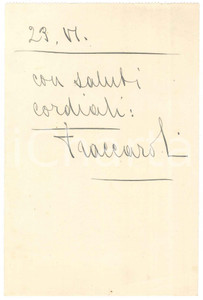 Autografo originale 1940 ca  Arnaldo FRACCAROLI  Biglietto AUTOGRAFO 1