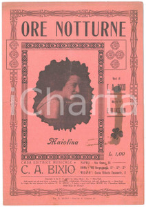 Oggetto da collezione cartaceo 1923 C. A. BIXIO  E. DI LAZZARO Ore notturne  Maiolina Spartito DANNEGGIATO 1