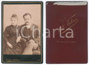 Fotografia d epoca originale 1880 ca LODI Coppia di coniugi  Ritratto Foto Achille MALLIANI 10x16 cm 1