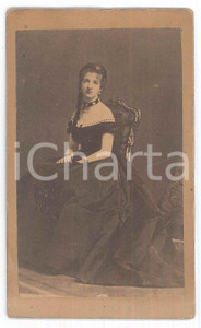 Fotografia d epoca originale 1865 ca TORINO Margherita di SAVOIA  Ritratto da giovane Foto RARA CDV 1
