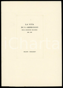 1974 Vita di Sant'Ambrogio nella edizione milanese del 1492 - Tip. ALLEGRETTI 3