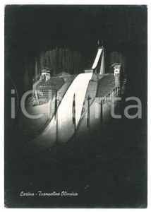 Cartolina originale da collezione 1959 CORTINA D AMPEZZO  Trampolino Olimpico illuminato di notte  Cartolina FG 1
