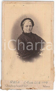 Fotografia d epoca originale 1870 ca RISORGIMENTO PADOVA Ritratto di Rosa CAVALLETTO  Foto MALAMAN CDV 1