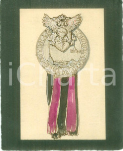 Stampa, bozzetto originale 1935 TORINO Adunata Arma del Genio Bozzetto DISEGNATO A MANO per medaglia 1 1