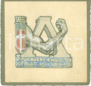 Stampa, bozzetto originale 1935 ASTI Concorso Ginnastico Internazionale  Bozzetto DISEGNATO A MANO 1 1