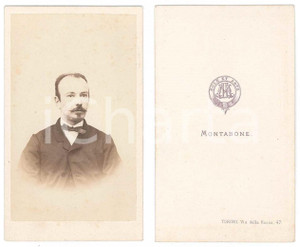 Fotografia d epoca originale 1875 ca TORINO Giovane uomo  Ritratto Foto MONTABONE CDV 1