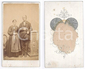 Fotografia d epoca originale 1870 ca CUNEO Coppia di coniugi  Ritratto Fotografia CDV 1