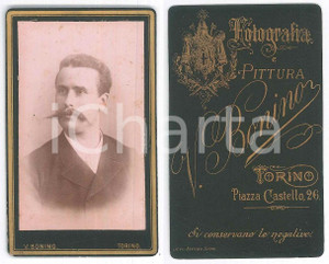 Fotografia d epoca originale 1890 ca TORINO Ritratto maschile  Busto  Foto Virginio BONINO CDV 1