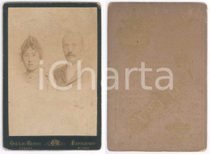 Fotografia d epoca originale 1890 ca Ritratto di due coniugi  Busto Foto Giulio ROSSI 11x16 cm 1