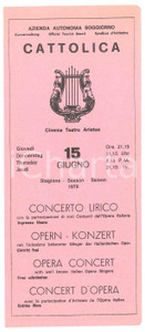 Oggetto da collezione cartaceo 1978 CATTOLICA Teatro Ariston  Concerto lirico con Ivan BENNET Volantino 3 1