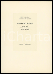 1973 L. MONTAGNA - A. STOCCHETTI Alessandro Manzoni: primo centenario morte (3)