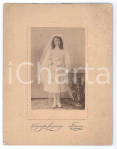 Fotografia d epoca originale 1910 ca TORINO Bambina alla Prima Comunione  Fotografia LAGRANGE 12x15 cm 1