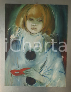 Opera d’arte autentica 1980 ca ARTE  ALLEGRINI  Bambina vestita da Pierrot  Tempera 30x39 cm 1