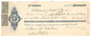 Oggetto da collezione cartaceo 1921 LISBONA PORTUGAL  Ditta Ramon COBO  Cambiale pubblicitaria 1