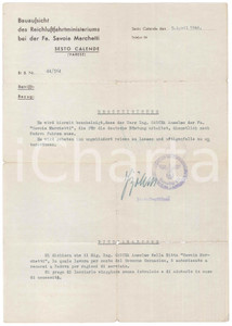 Documento originale, autentico 1944 RSI SESTO CALENDE Ditta SAVOIA MARCHETTI Lasciapassare ing. Anselmo GARCEA 1