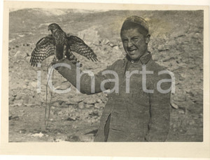 Fotografia d epoca originale 1932 PAMIR Uomo TAJIK con un falco a caccia di pernici montane  Foto 19x14 cm 1