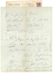 Autografo originale 1956 NAPOLI Premio CALASCIONE  Lettera libraio Gaspare CASELLA Autografo 1