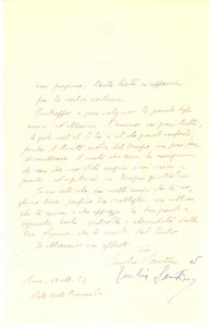 Autografo originale 1953 ROMA Lettera prof. Emilio SANTINI per condoglianze a un collega  Autografo 1