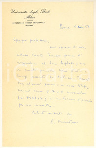 Autografo originale 1959 ROMA Lettera Giuseppe MARTINI  Rientro a Milano  Autografo 1