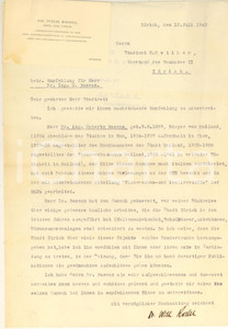 Autografo originale 1945 ZURICH Lettera Wilhelm RODEL per aiuto a un collega Autografo 1