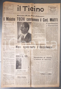 Giornale, rivista storica 1959 PAVIA IL TICINO  Visita Giuseppe TOGNI per commemorazione card. Maffi 1