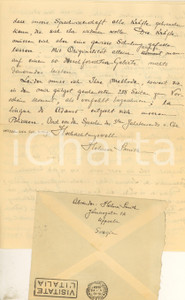 Autografo originale 1939 UPPSALA SWEDEN Lettera Helmer SMITH a un collega Autografo 1