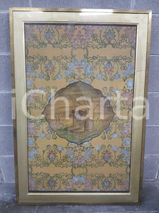 1975 CINA VINTAGE Pantera sdraiata rivolta SX fondo floreale - quadro 69 x 102,5