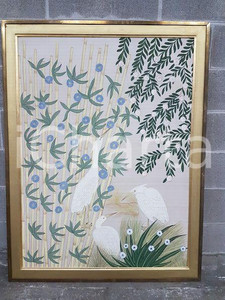 1975 CINA VINTAGE Aironi nel canneto - quadro 92,4 X 120,3 cm